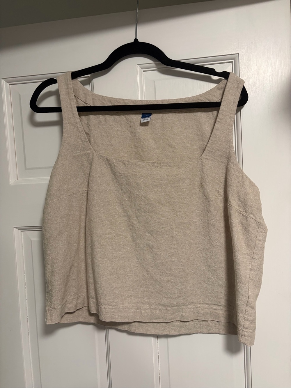 Old Navy Neutral Linen-Blend Square Neck Tank — Light Beige